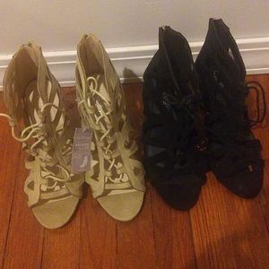 Lace up wide width heels